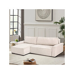 Palozi Sofa Canapé d'angle convertible en tissu texturé Montaigne - 4 places - Beige