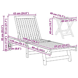 Chaises longues VidaXL - Lot de 2 avec table pas cher