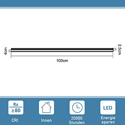 Acheter ZMH Applique Murale LED Moderne 100CM en Métal Noir - Éclairage Intérieur 32W pour Salon et Cuisine