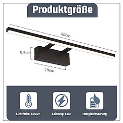Acheter ZMH Applique Murale LED à Miroir 60CM - Lampe de Salle de Bain 13W Noir Mat et Blanc Neutre pour Cuisine et Couloir