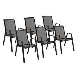 Idmarket market Lot de 6 chaises de jardin NOUMEA - Noir et Bois