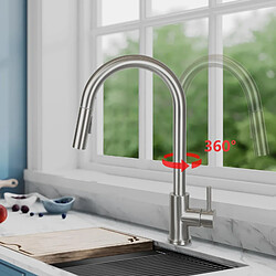 Avis ZMH Robinet de Cuisine en Acier Inoxydable avec Douche Extractible et Rotation à 360°, 2 Jets
