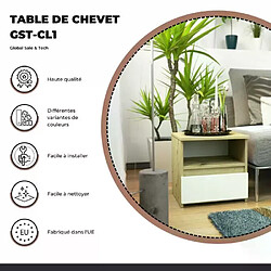 Other Brands Table de nuit GST-CL1 40 cm 1 tiroir gris / blanc - GST - CL1 - 40 cm - 1 tiroir - gris / blanc