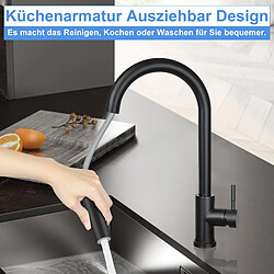 Acheter ZMH Robinet de Cuisine Noir en Acier Inoxydable avec Douche Extractible et Rotation 360° - 2 Jets