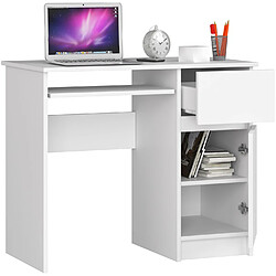 Other Brands Bureau Informatique - GST - 90 cm - Blanc Mat - 1 Tiroir - Design Contemporain