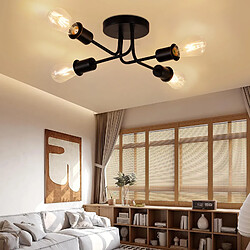 ZMH Plafonnier Vintage Noir E27 pour Salon, Chambre et Couloir - Éclairage Industriel pas cher