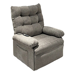 Pegane Fauteuil relax inclinable électrique relevable en tissu coloris Gris tabac - Longueur 90 x profondeur 82 x hauteur 102 cm