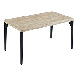 Pegane Table à manger, table de repas rectangulaire en bois coloris chêne nordique, pieds en métal noir - Longueur 140 x profondeur 80 x hauteur 76 cm