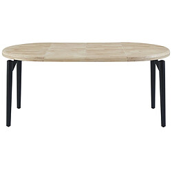 Pegane Table à manger, table de repas ronde extensible en bois coloris chêne nordique, pieds en métal noir - diamètre 100-180 x hauteur 76 cm