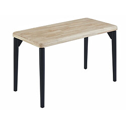 Pegane Table à manger, table de repas rectangulaire en bois coloris chêne nordique, pieds en métal noir - Longueur 120 x profondeur 60 x hauteur 76 cm