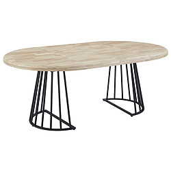 Pegane Table à manger ronde extensible en bois de chêne nordique et métal coloris noir - Longueur 120-200 x hauteur 76 cm