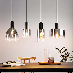 ZMH Suspension Industrielle 3/4 Flammes E27 Gris Fumé 180CM pour Salle à Manger et Cage d'Escalier