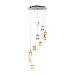ZMH Suspension Moderne en Verre à 10 Flammes pour Salle à Manger - G9 Cristal Élégant pour Escalier