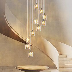 ZMH Suspension Moderne en Verre à 10 Flammes pour Salle à Manger - G9 Cristal Élégant pour Escalier