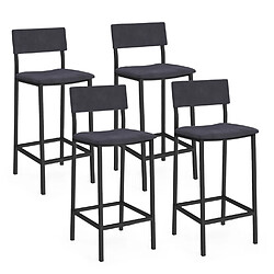 4 Tabourets De Bar Pliants DELSON Noirs - IDMarket | Gain De Place & Design Compact