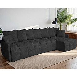 Mes Canapé d'angle réversible 282 cm en tissu doux noir - RIZDAL