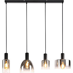 ZMH Suspension Industrielle 3/4 Flammes E27 Gris Fumé 180CM pour Salle à Manger et Cage d'Escalier