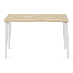 Pegane Table à manger, table de repas rectangulaire en bois coloris chêne nordique, pieds en métal blanc - Longueur 120 x profondeur 60 x hauteur 76 cm