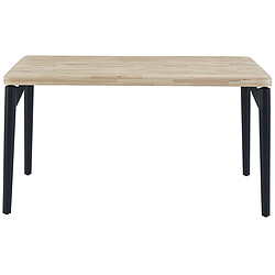 Pegane Table à manger, table de repas rectangulaire en bois coloris chêne nordique, pieds en métal noir - Longueur 140 x profondeur 80 x hauteur 76 cm