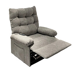 Pegane Fauteuil relax inclinable électrique relevable en tissu coloris Gris tabac - Longueur 90 x profondeur 82 x hauteur 102 cm