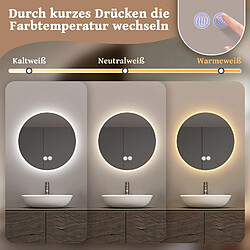 Miroir de Salle de Bain Ronde avec Éclairage LED et Intensité Variable - ZMH