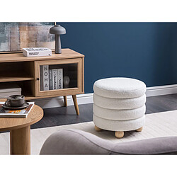 Beliani Pouf en bouclé blanc cassé CHILLY