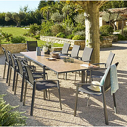 Hesperide Table de jardin extensible en aluminium effet bois 10 places EVASION - Honey et graphite