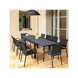Habitat Et Jardin Table jardin en aluminium extensible Lagos - 200/320 x 105 x 76 cm - Noir