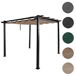 Mendler Pergola en aluminium HWC-N93, pavillon de jardin Pavillon de jardin, structure stable de 8cm toit coulissant UV50+ 3x3m ~ crème-beige