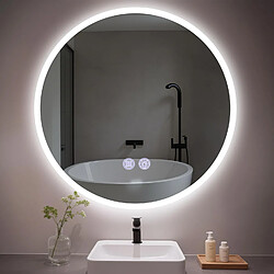 ZMH Miroir de Salle de Bain Ronde avec Éclairage LED à Intensité Variable et Interrupteur Tactile