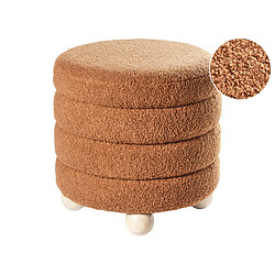 Beliani Pouf CHILLY Bouclé 42 cm 42 cm Marron doré