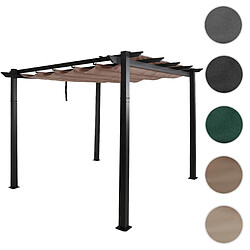 Mendler Pergola en aluminium HWC-N93, pavillon de jardin Pavillon de jardin, structure stable de 8cm toit coulissant UV50+ 3x3m ~ taupe