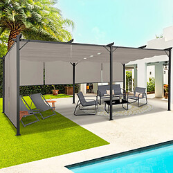 Idmarket Pergola toit rétractable taupe 3x6 m