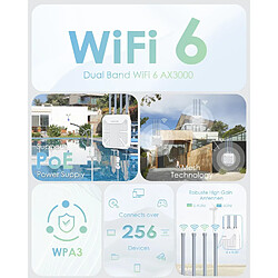 Repeteur WiFi Exterieur Puissant avec Antenne WiFi Longue Portée - Amplificateur WiFi 6 Wavlink AX3000 Mesh- Outdoor Poe Répéteur WiFi Extérieur- Idéal pour Les Grands Espaces éloignés