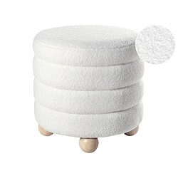 Beliani Pouf CHILLY Bouclé 42 cm 42 cm Blanc cassé