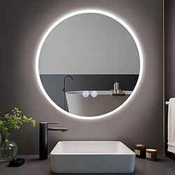 Zmh Miroir rond de salle de bain lumineux - Blanc
