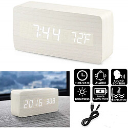 Avis INF Réveil numérique LED en bois - Blanc