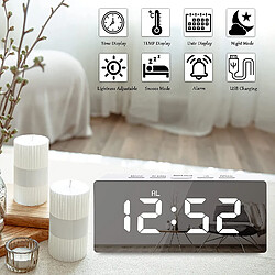 INF Réveil numérique LED miroir - Blanc pas cher