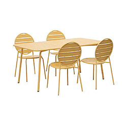 Mes Ensemble table jardin + 4 chaises - Jaune moutarde