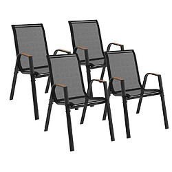 Idmarket Lot de 4 Chaises de Jardin NOUMEA - Noir et Bois