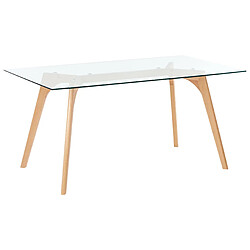 Beliani Table de repas HUDSON Transparent 160 cm 90 cm Verre de sécurité