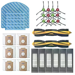 Kit de brosses et filtres pour aspirateur robot Ecovacs Deebot Ozmo Kit accessoires pour aspirateur robot - Compatibles Deebot Ozmo T9/T8/N8 Pro/AIVI - Brosse principale, brosses latérales, filtres, serpillères, sacs - Lavable et réutilisable