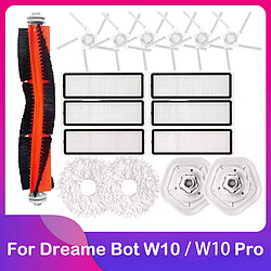 Accessoires pour robot Dreame W10 Pro Kit d’accessoires aspirateur robot – brosse latérale et principale – filtre HEPA – support de serpillière – compatible Dreame Bot W10/W10 Pro
