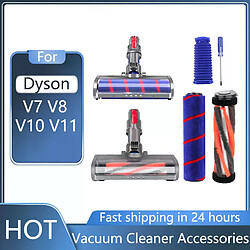 Tête de brosse motorisée pour aspirateur Dyson V7 à V11 Brosse de sol électrique pour aspirateur sans sac – rouleau doux – compatible Dyson V7, V8, V10, V11 – installation facile – remplacement pour sols et tapis