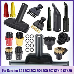 Accessoires vapeur pour Karcher SC1 à SC7 Accessoires d’aspirateur vapeur - Brosses et buses compatibles SC1 à SC7 - Nettoyage efficace - Matériaux durables