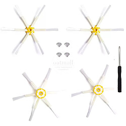 Brosses latérales pour aspirateur robot Roomba Accessoires pour aspirateur robot Roomba - Compatibles séries 500 à 700 - 6 bras - Polycarbonate - Installation facile - Tournevis et vis inclus