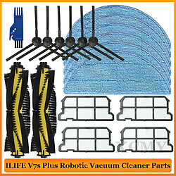 Kit pièces Ilife V7S Plus pour aspirateur robot Kit d’accessoires pour aspirateur robot Ilife V7S Plus - filtre HEPA - brosse principale - brosses latérales - compatible modèle V7S Plus