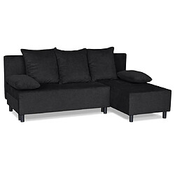 BESTMOBILIER Gloria - Noir Canapé d'angle réversible 4 places convertible - Coffre - Tissu texturé - Assise spacieuse