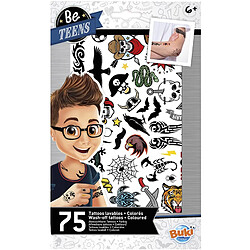 Buki france Kit 75 tatouages rock - Noir Tatouages temporaires maquillage - style rock - pour enfants dès 6 ans