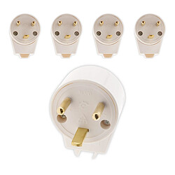 Zenitech Lot de 5 Fiches Mâles 20A - Blanc
